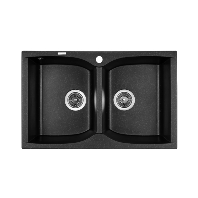 Кухонна мийка GRANADO Cordoba Black Shine кварцова з двома чашами